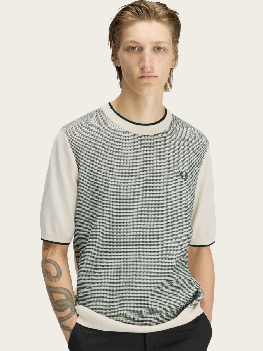 TONIC WAFFLE KNITTED T-SHIRT, ECRU