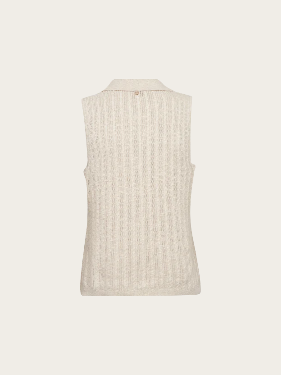 RINJA MARISOL LINE KNIT TOP, ECRU