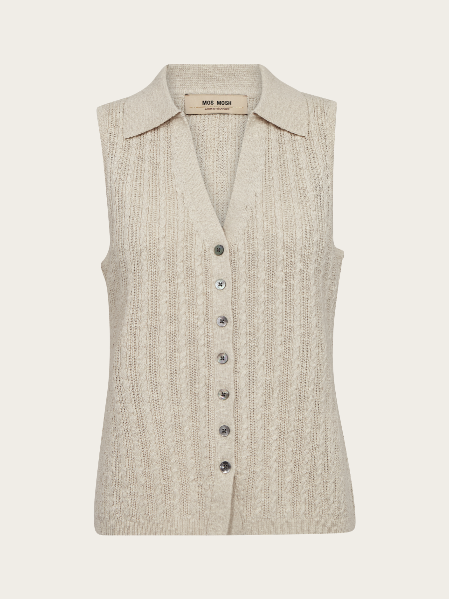 RINJA MARISOL LINE KNIT TOP, ECRU