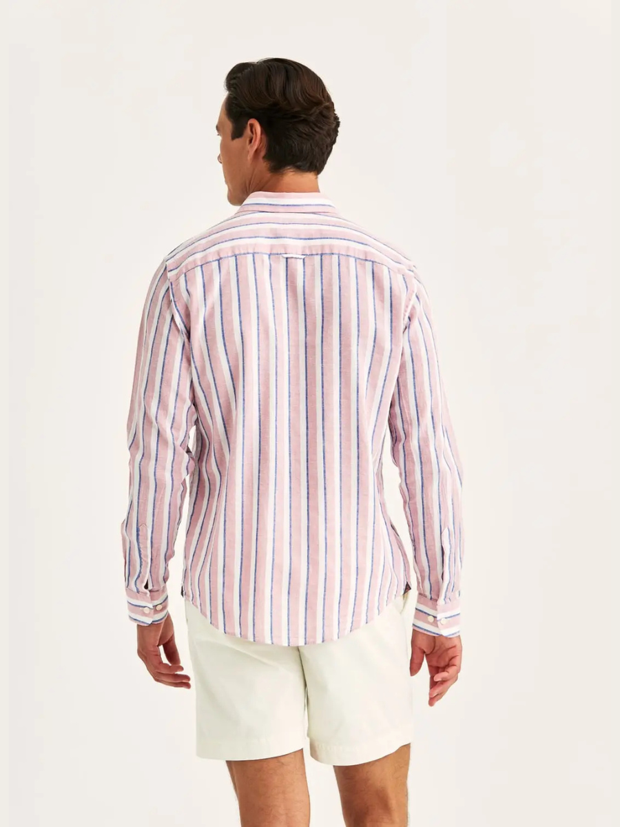 DOUGLAS LINEN MIX STRIPE SHIRT, PINK
