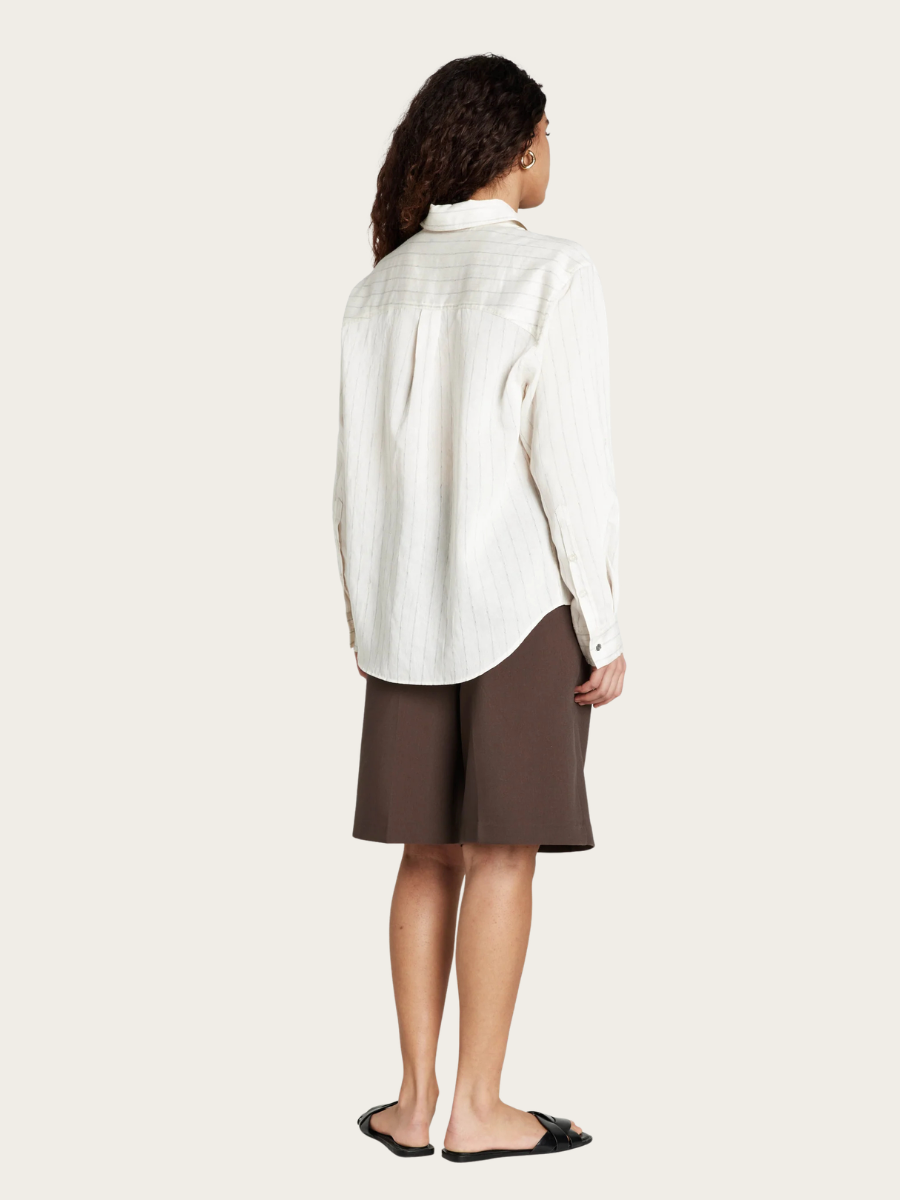 COCCO AGATAH SHIRT, SNOW WHITE W/ BLACK STRIPE