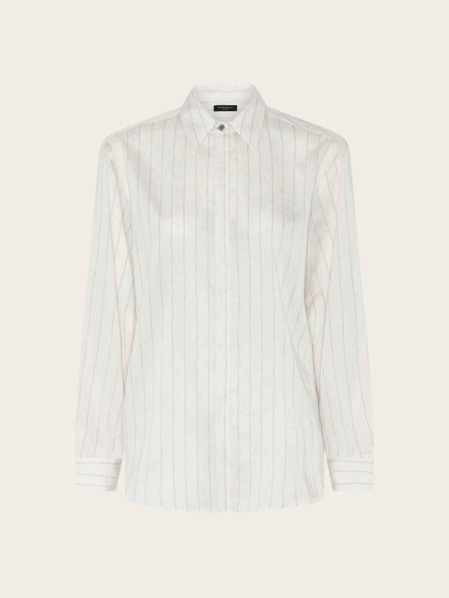 COCCO AGATAH SHIRT, SNOW WHITE W/ BLACK STRIPE