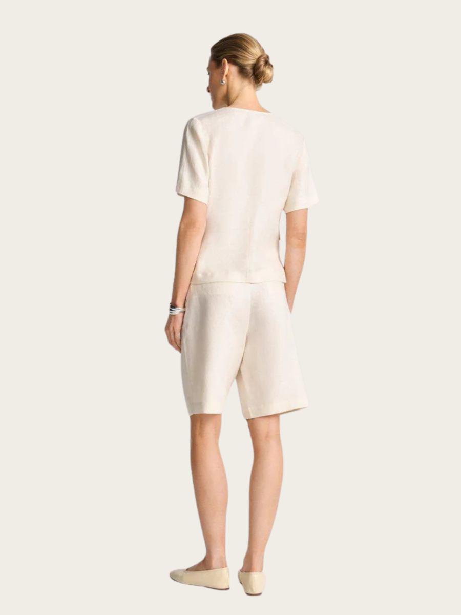 LINEN SS BLAZER, PEARL WHITE