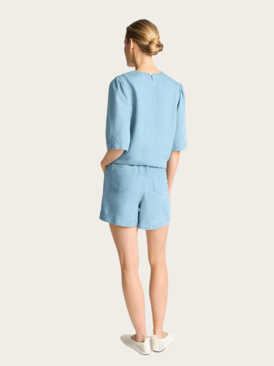 BLUE DENIM LOOK SHORTS, DENIM BLUE