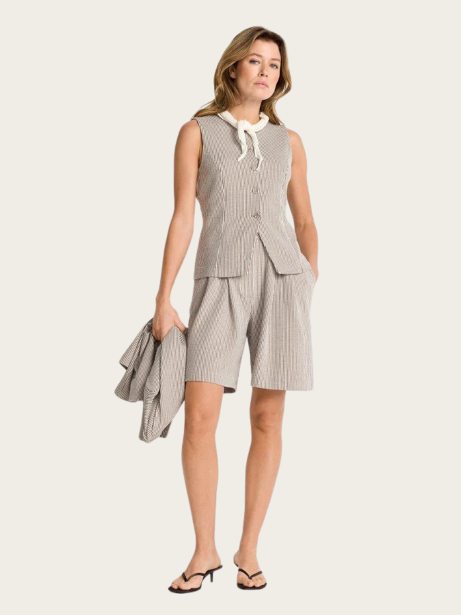 STRIPED BERMUDA SHORTS, COCONUT BARK