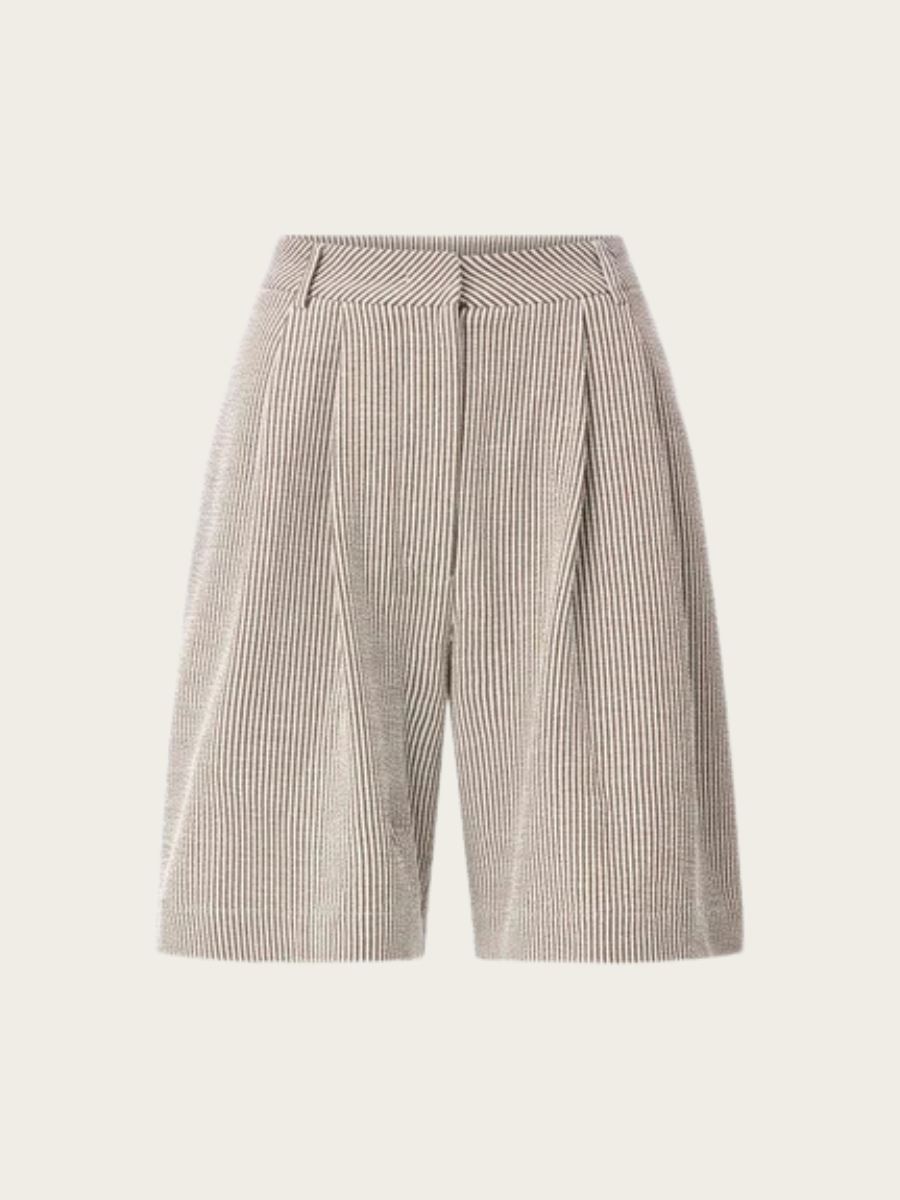 STRIPED BERMUDA SHORTS, COCONUT BARK