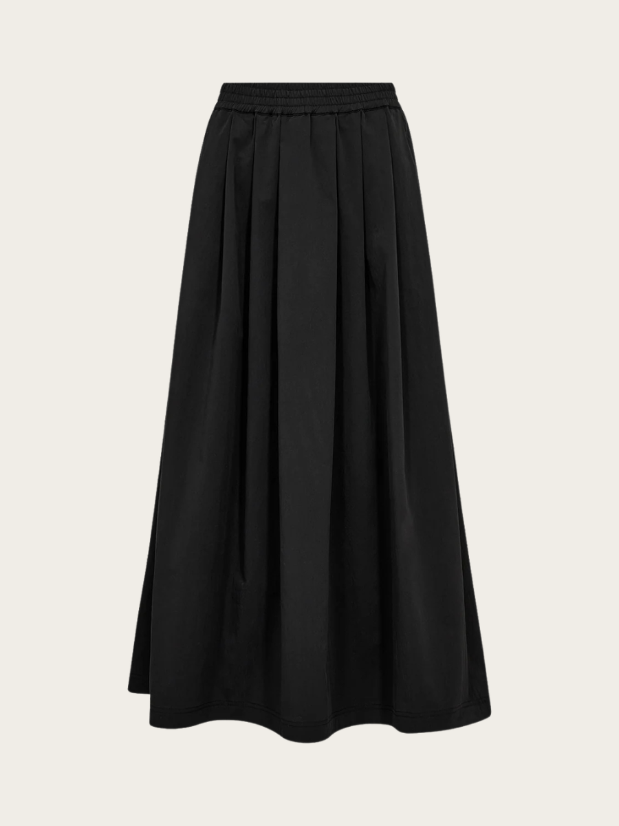 TANIA LONG PLEAT SKIRT, BLACK