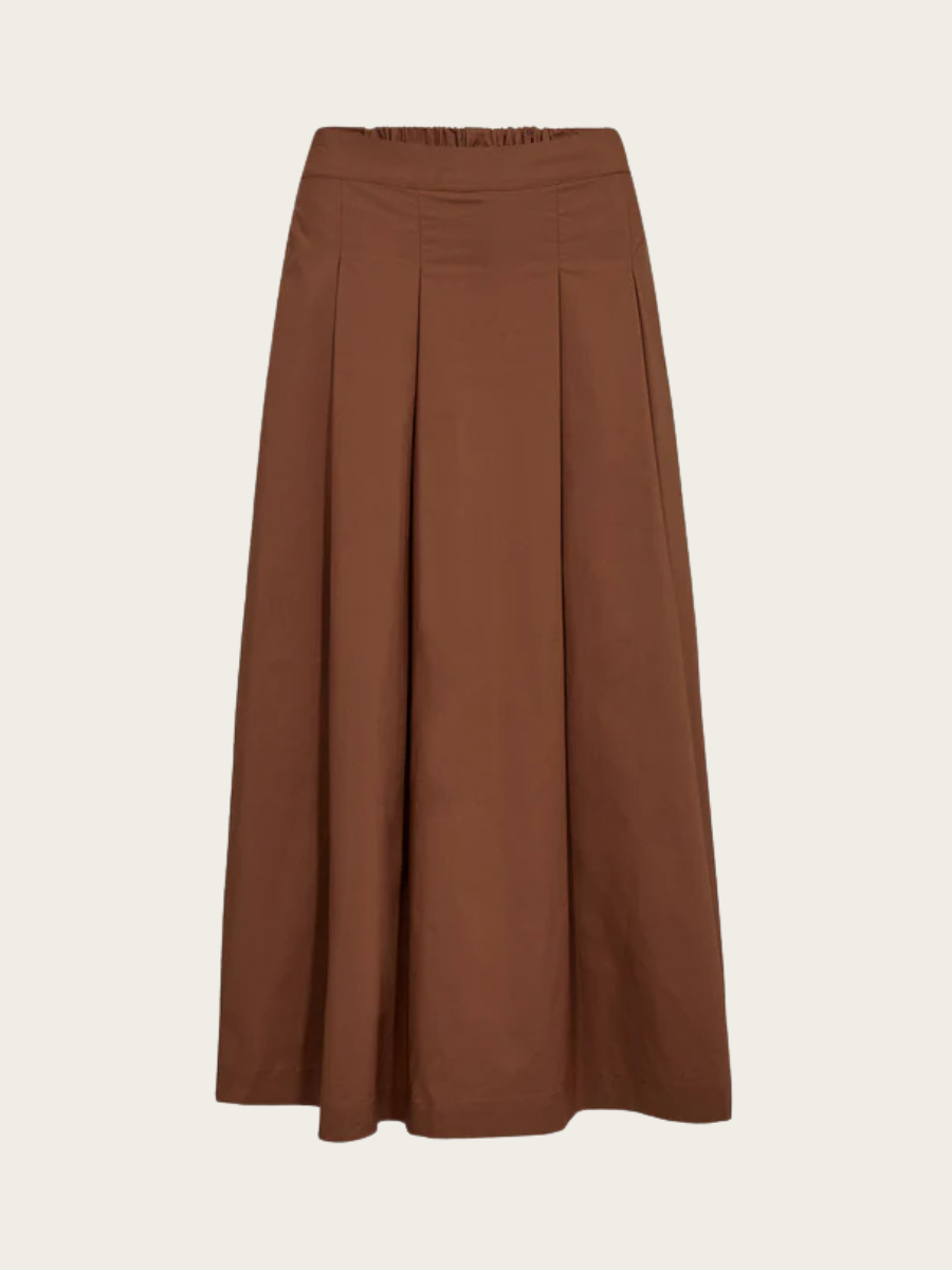 TULIP POPLIN SKIRT, TOFFEE