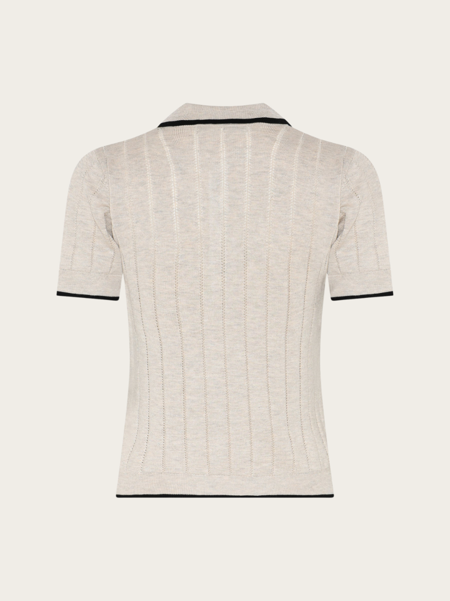 ANEMONE VALNENZIA KNIT POLO, SAND MELANGE
