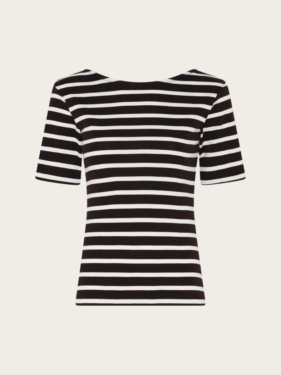 IGUANURA BOAT NECK BLOUSE, BROWN STRIPE