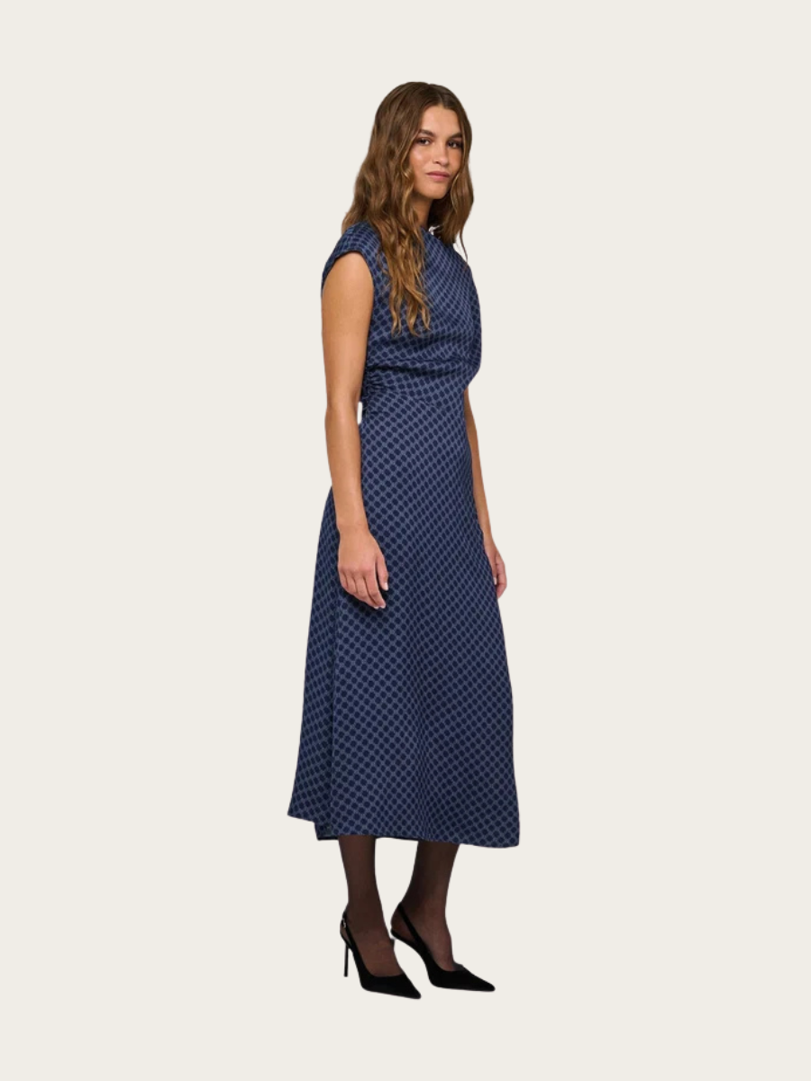 VIRGINIA DRESS W/DRAPING, KUDIBAL MIDNIGHT