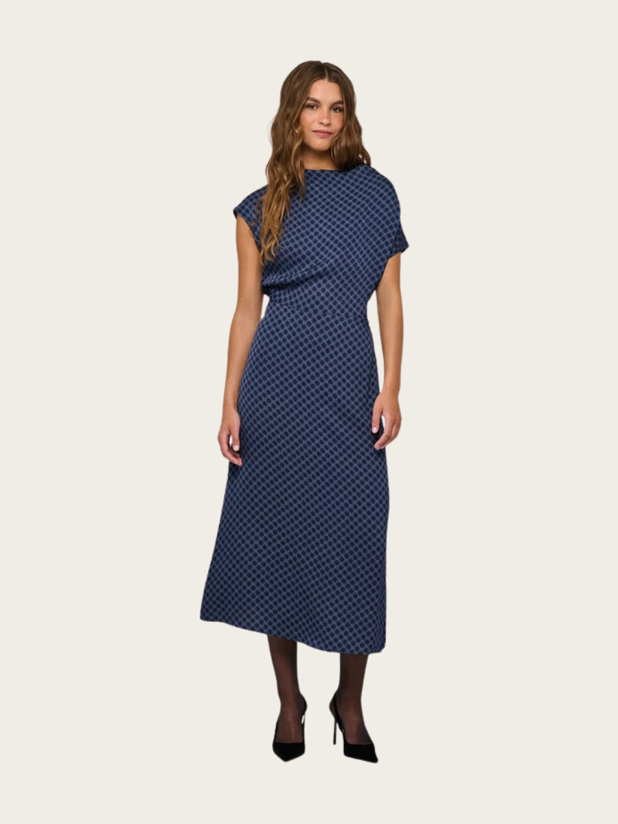 VIRGINIA DRESS W/DRAPING, KUDIBAL MIDNIGHT