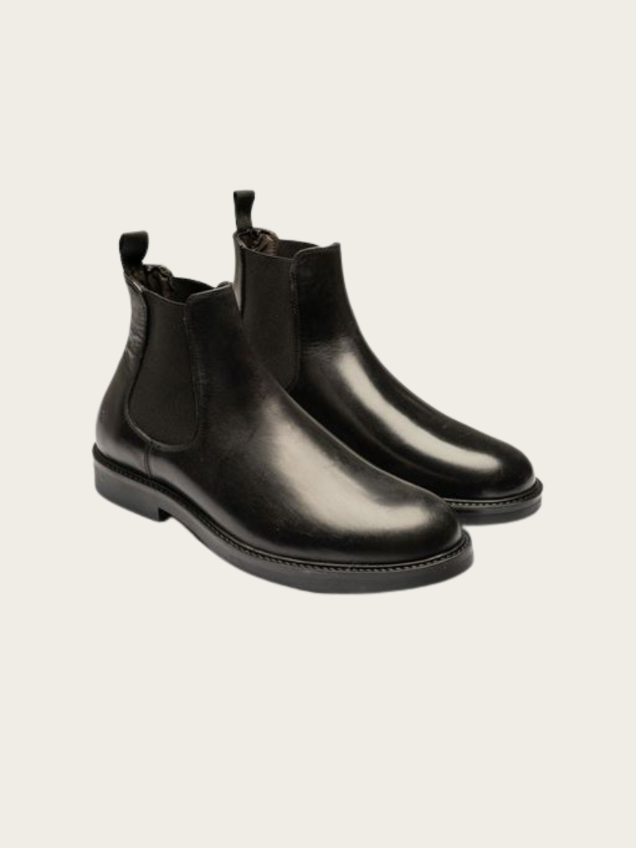 SILVIO LEATHER BOOTS, BLACK