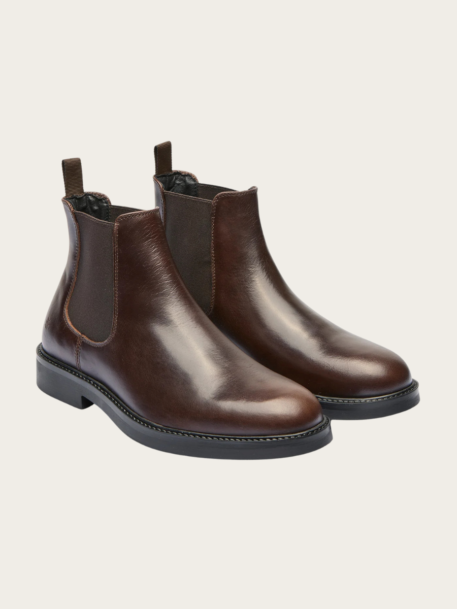 SILVIO LEATHER BOOTS, DARK BROWN
