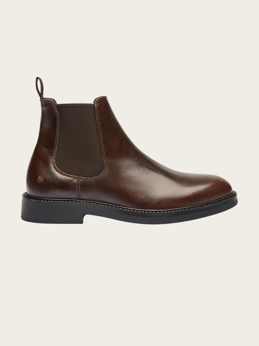 SILVIO LEATHER BOOTS, DARK BROWN