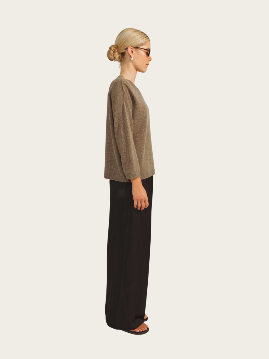 SAVANNAH KNITTED BLOUSE, BROWNSTONE