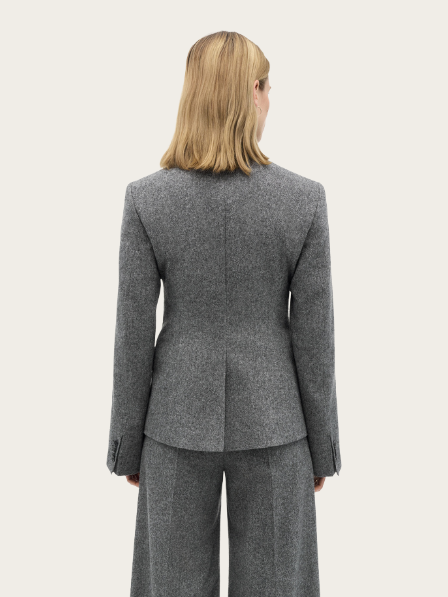 ELISA BRUSHED WOOL BLAZER JACKET, LEAD GREY