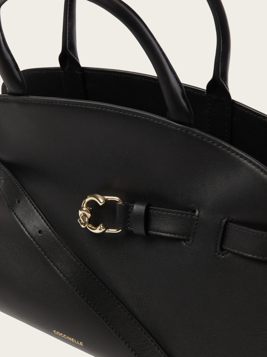 SABINE MEDIUM LEATHER HANDBAG, BLACK