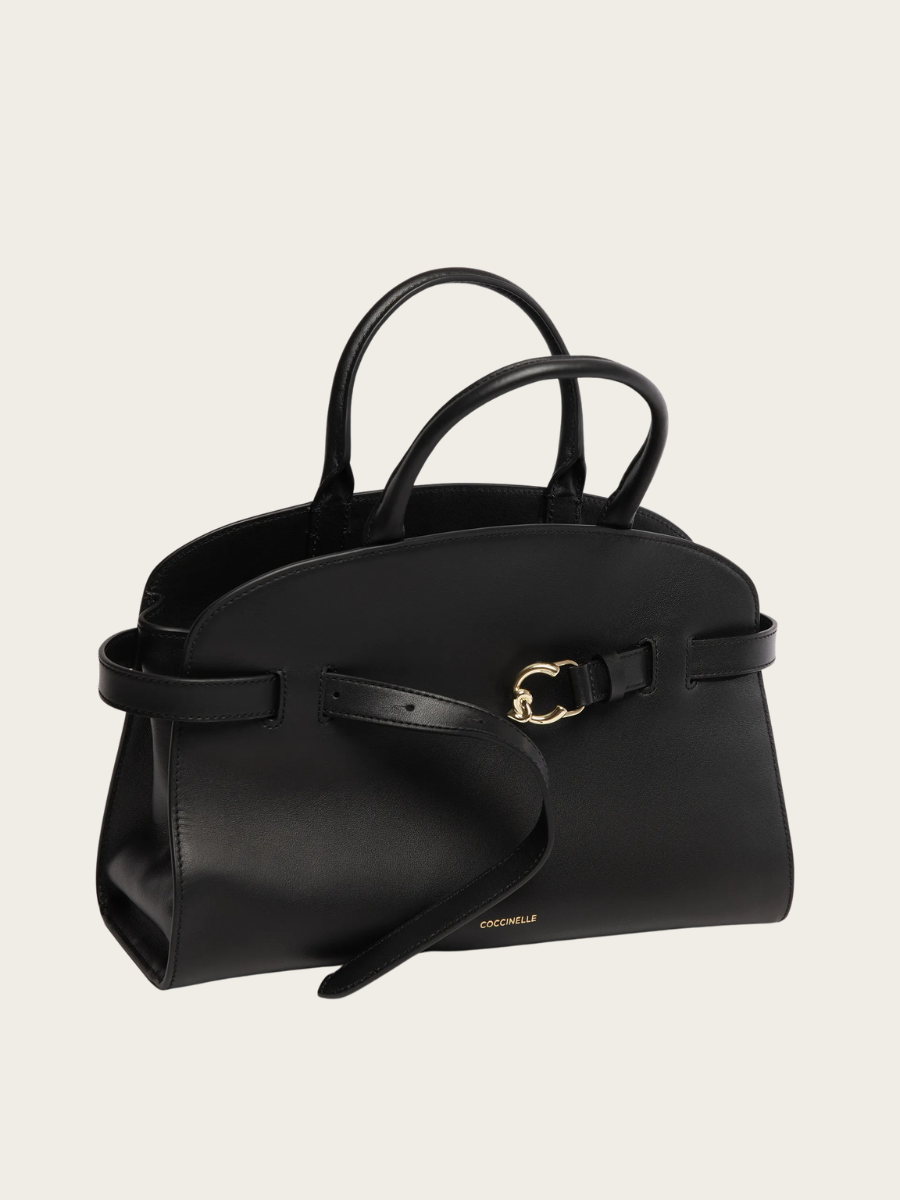 SABINE MEDIUM LEATHER HANDBAG, BLACK