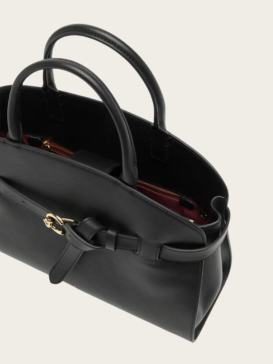 SABINE MEDIUM LEATHER HANDBAG, BLACK