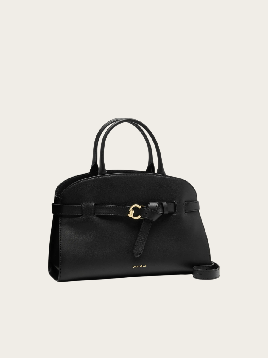 SABINE MEDIUM LEATHER HANDBAG, BLACK