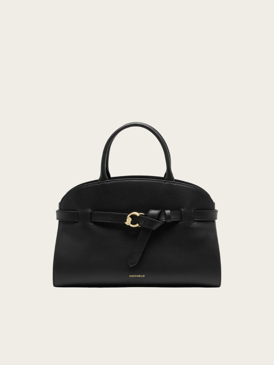 SABINE MEDIUM LEATHER HANDBAG, BLACK