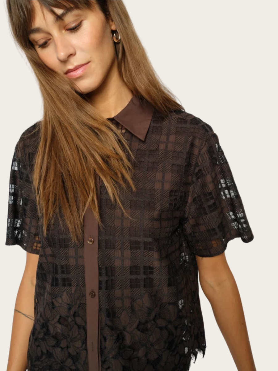 LIA CHECKO SS LACE SHIRT, DELICIOSO