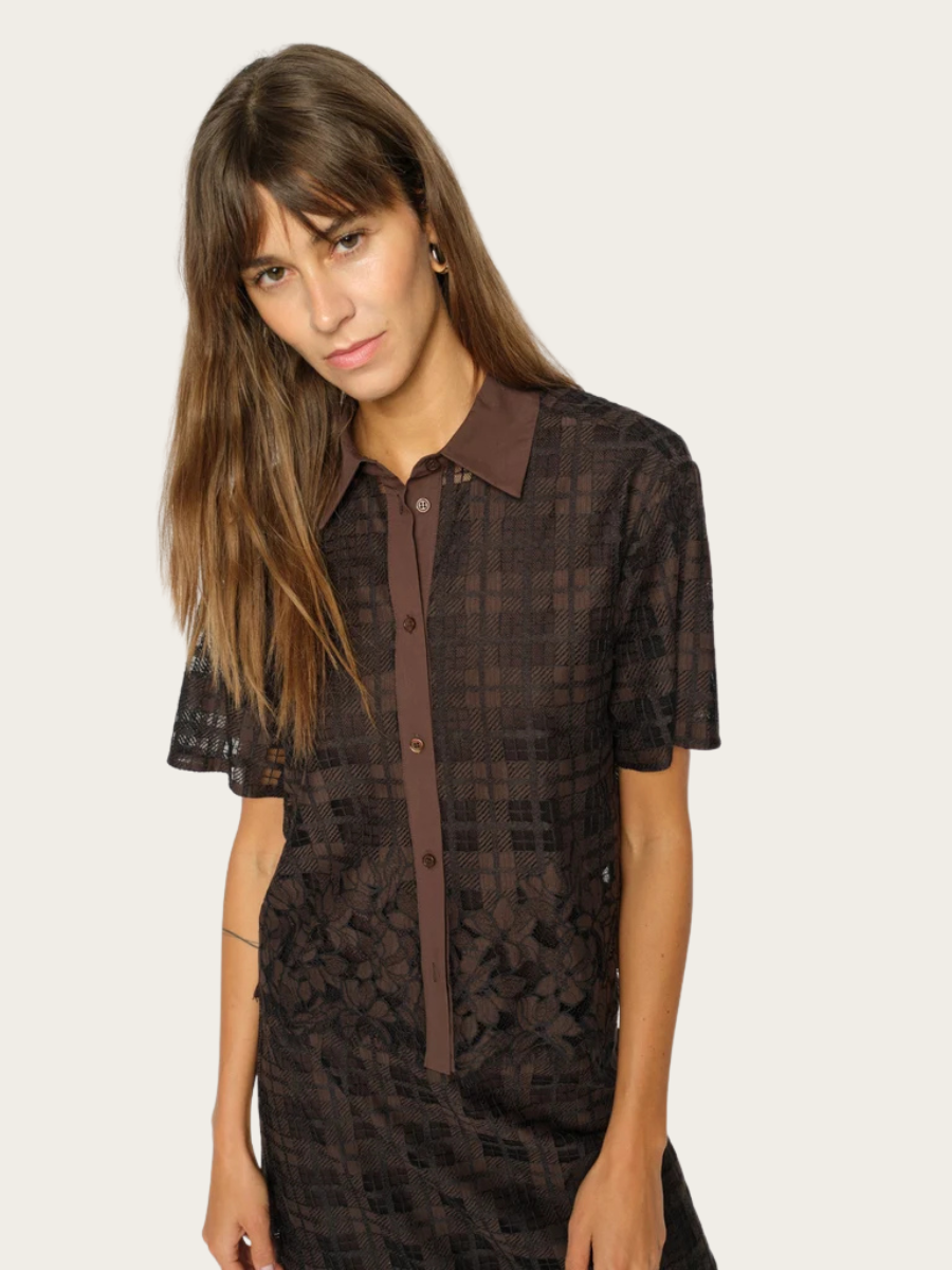 LIA CHECKO SS LACE SHIRT, DELICIOSO