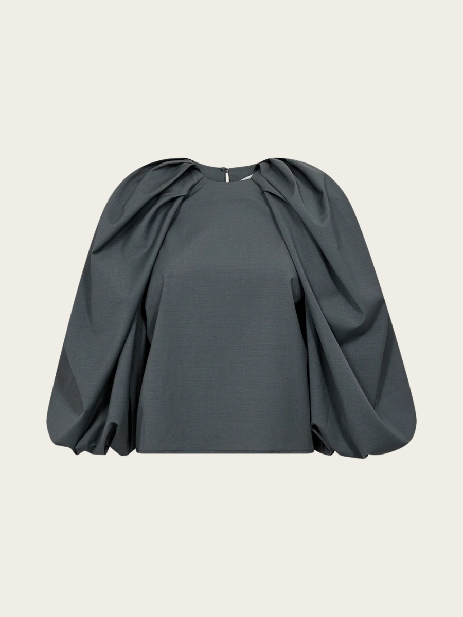 SINCLAIR BALLOON BLOUSE, STEEL GREEN