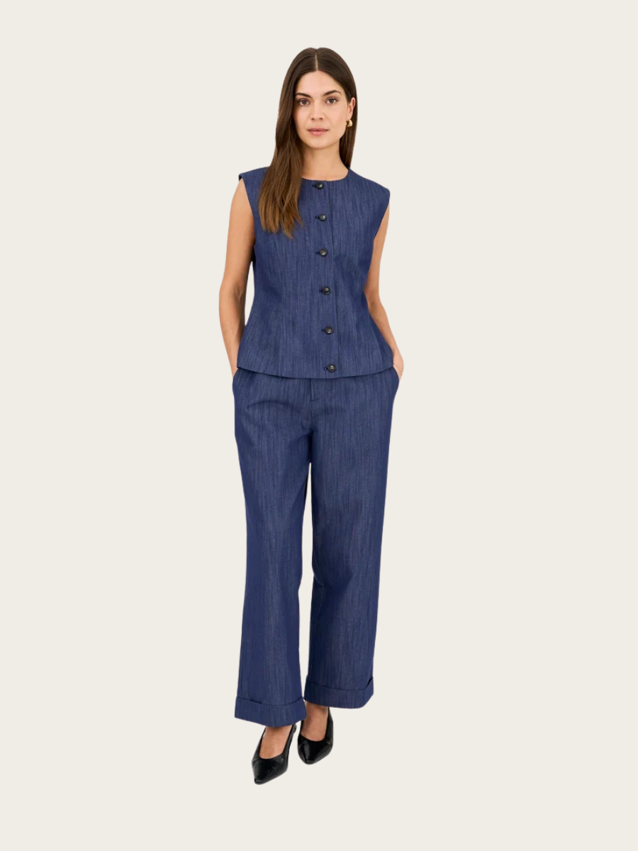 AIKA PEPLUM TOP WASH SOLARIS, RINSE DENIM