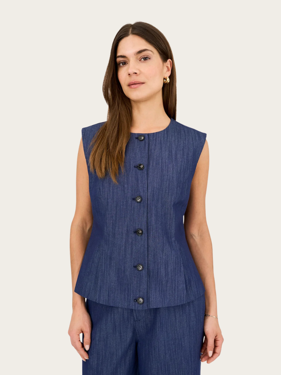 AIKA PEPLUM TOP WASH SOLARIS, RINSE DENIM
