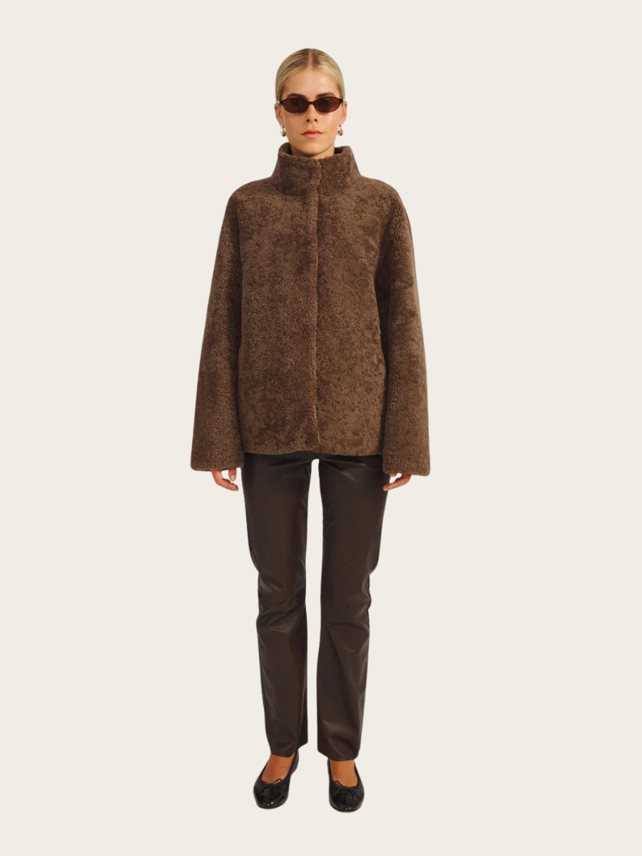 NALANI COAT, TEDDY BROWN