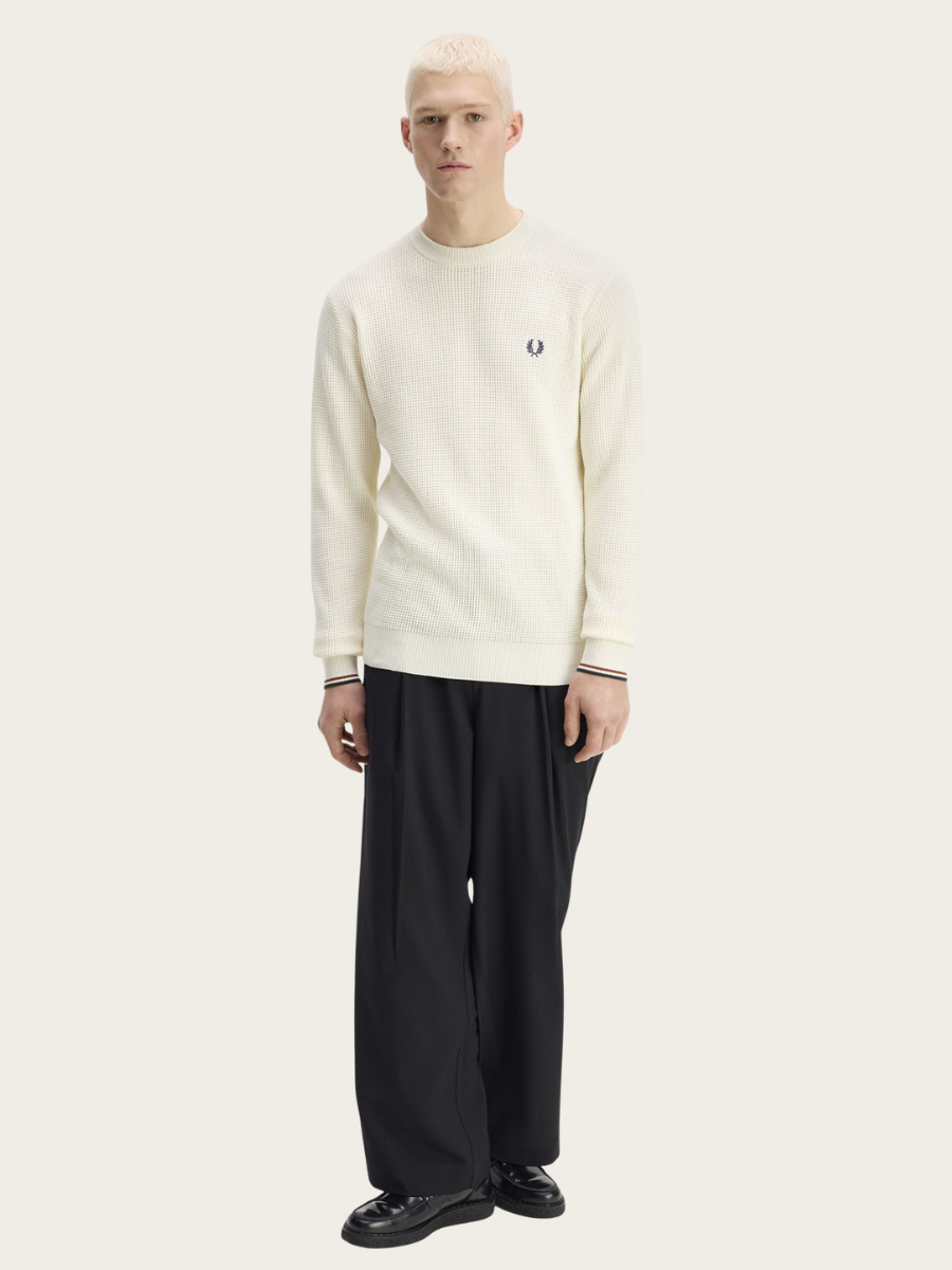 WAFFLE STITCH JUMPER, ECRU