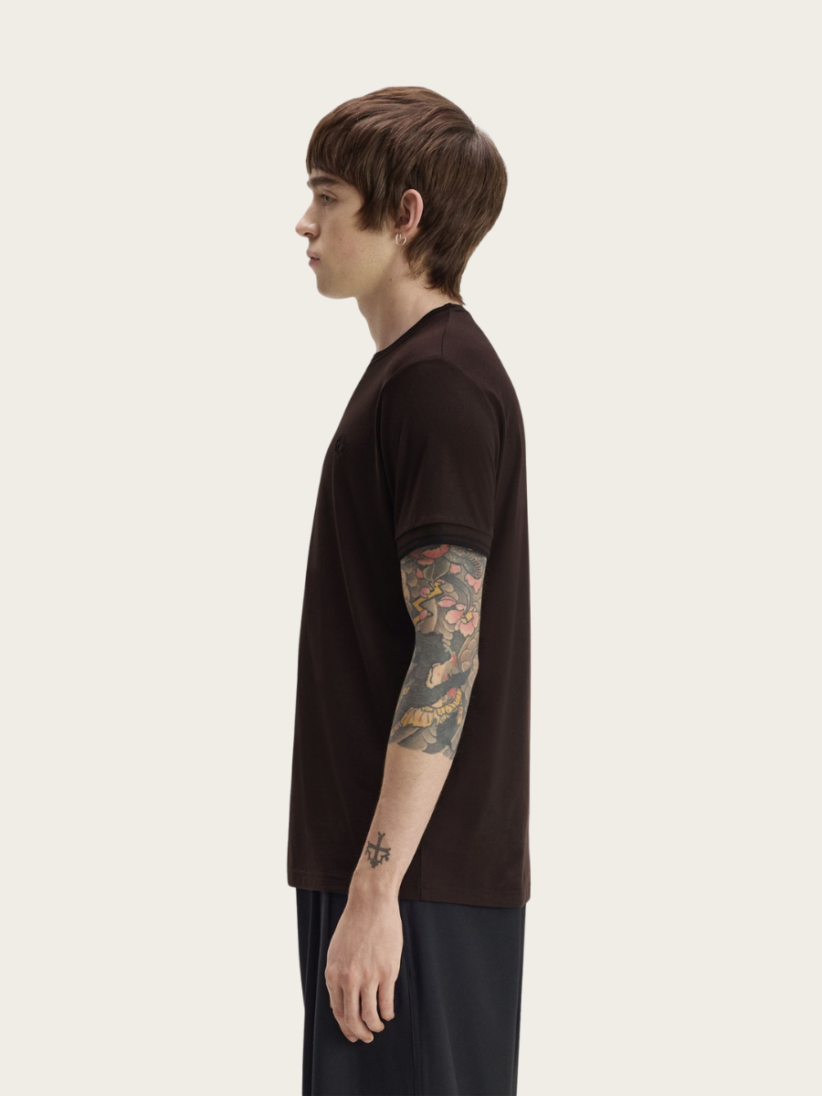 TWIN TIPPED T-SHIRT, BROWN