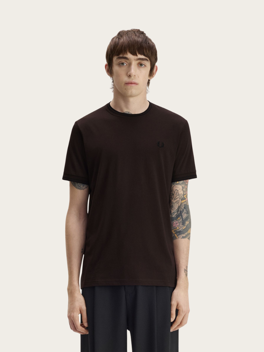 TWIN TIPPED T-SHIRT, BROWN
