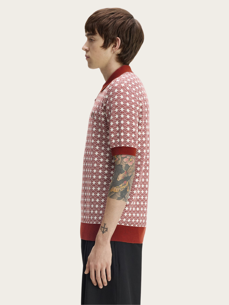 FLORAL JACQUARD POLO, BRANDY