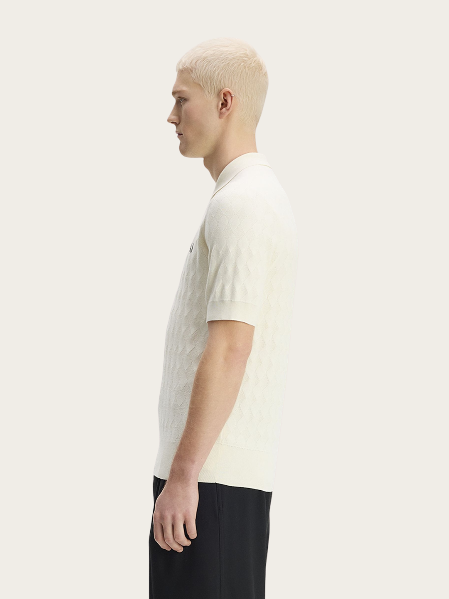 POINTELLE KNITTED POLO, ECRU