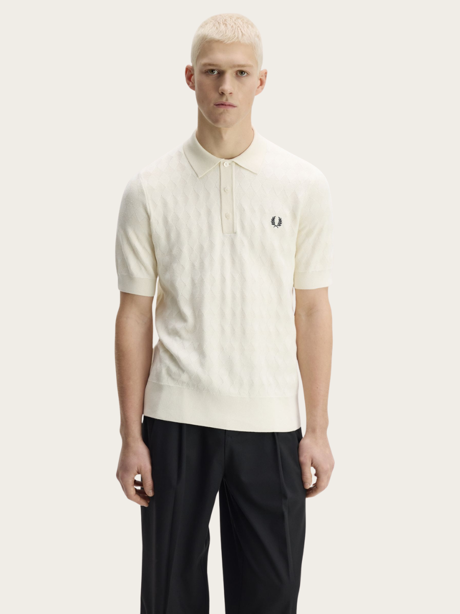 POINTELLE KNITTED POLO, ECRU
