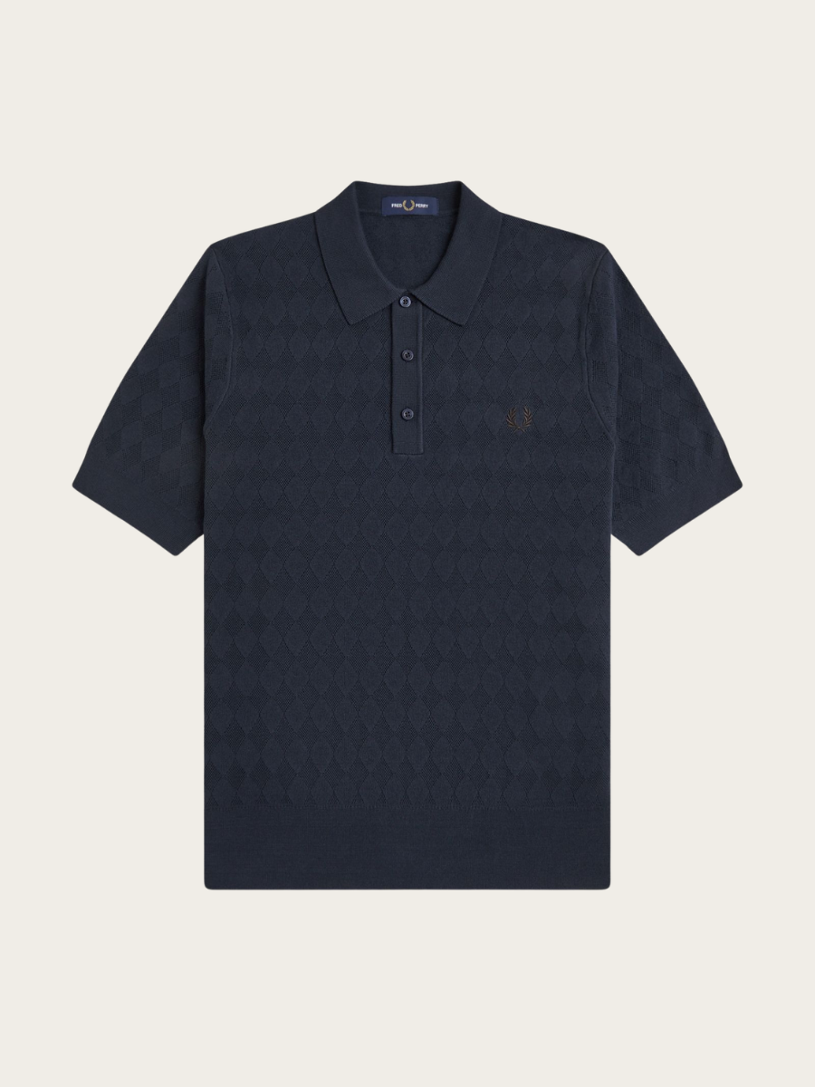POINTELLE KNITTED POLO, NAVY