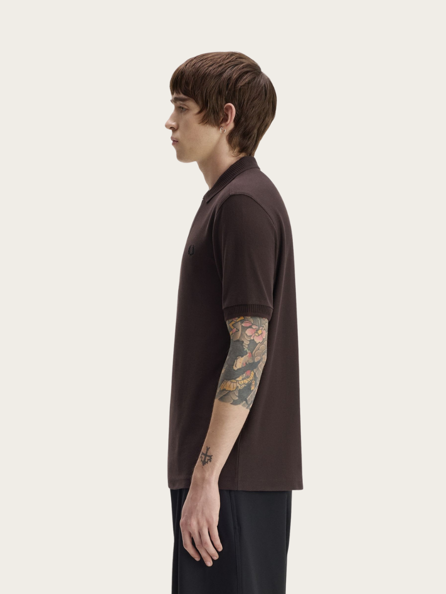 CREPE PIQUE POLO SHIRT, BROWN