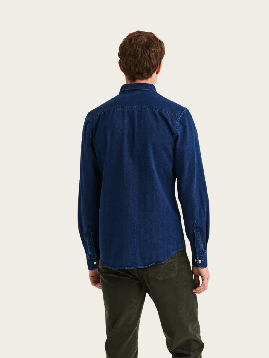 INDIGO HERRINGBONE SHIRT, BLUE