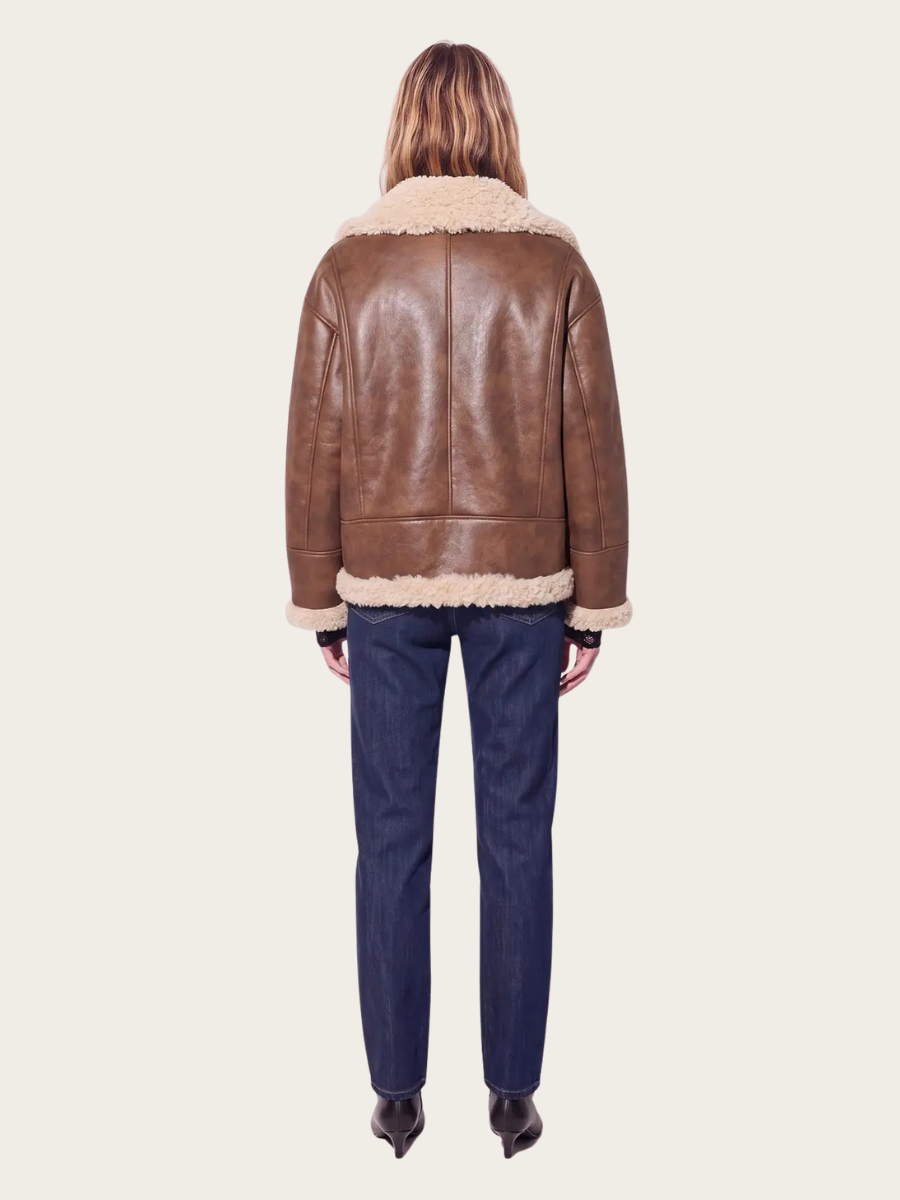 BLISS JACKET, DARK COGNAC/BEIGE