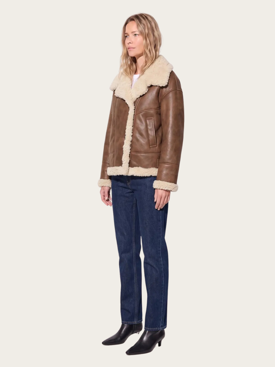 BLISS JACKET, DARK COGNAC/BEIGE