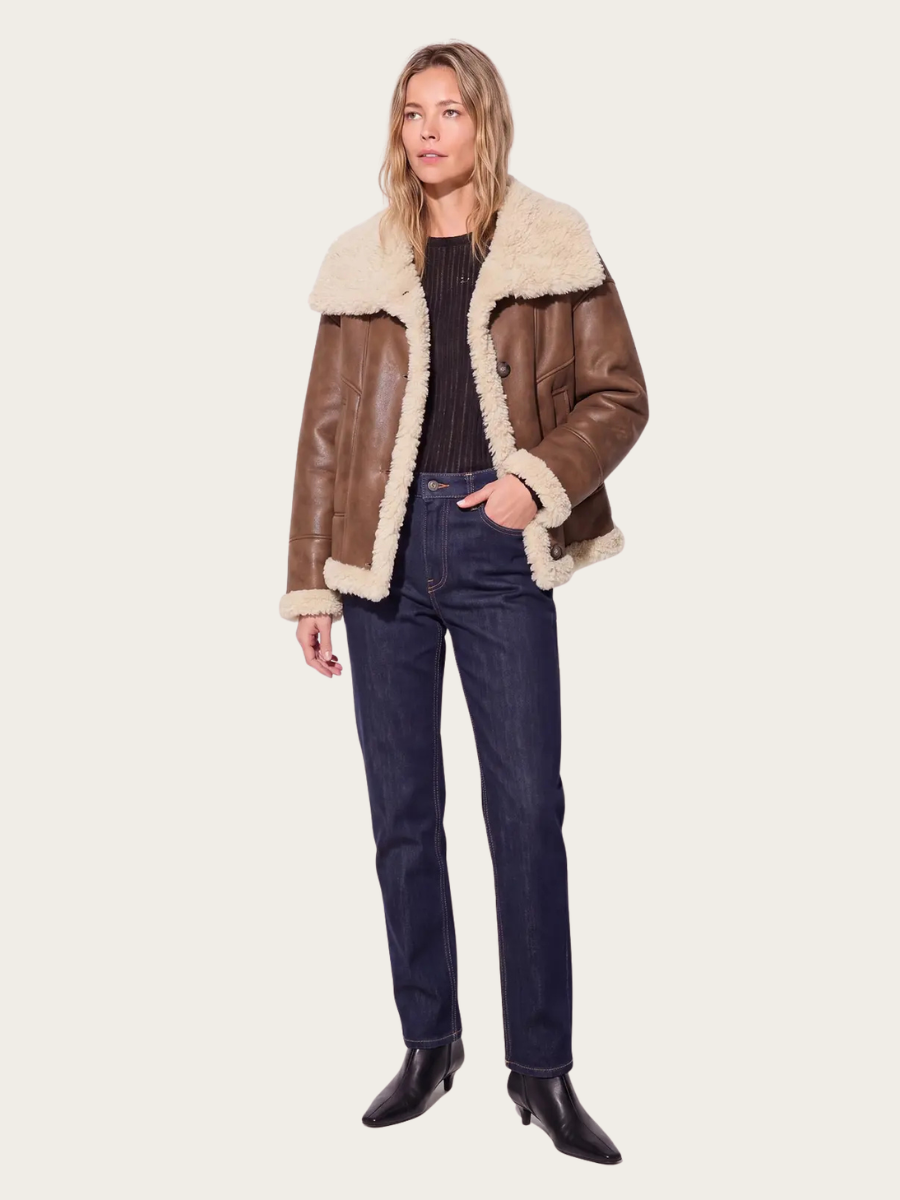 BLISS JACKET, DARK COGNAC/BEIGE
