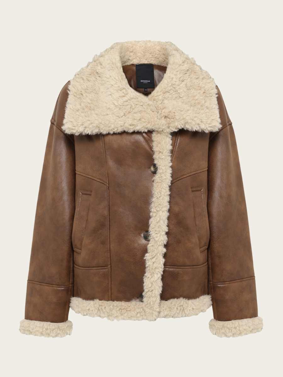 BLISS JACKET, DARK COGNAC/BEIGE