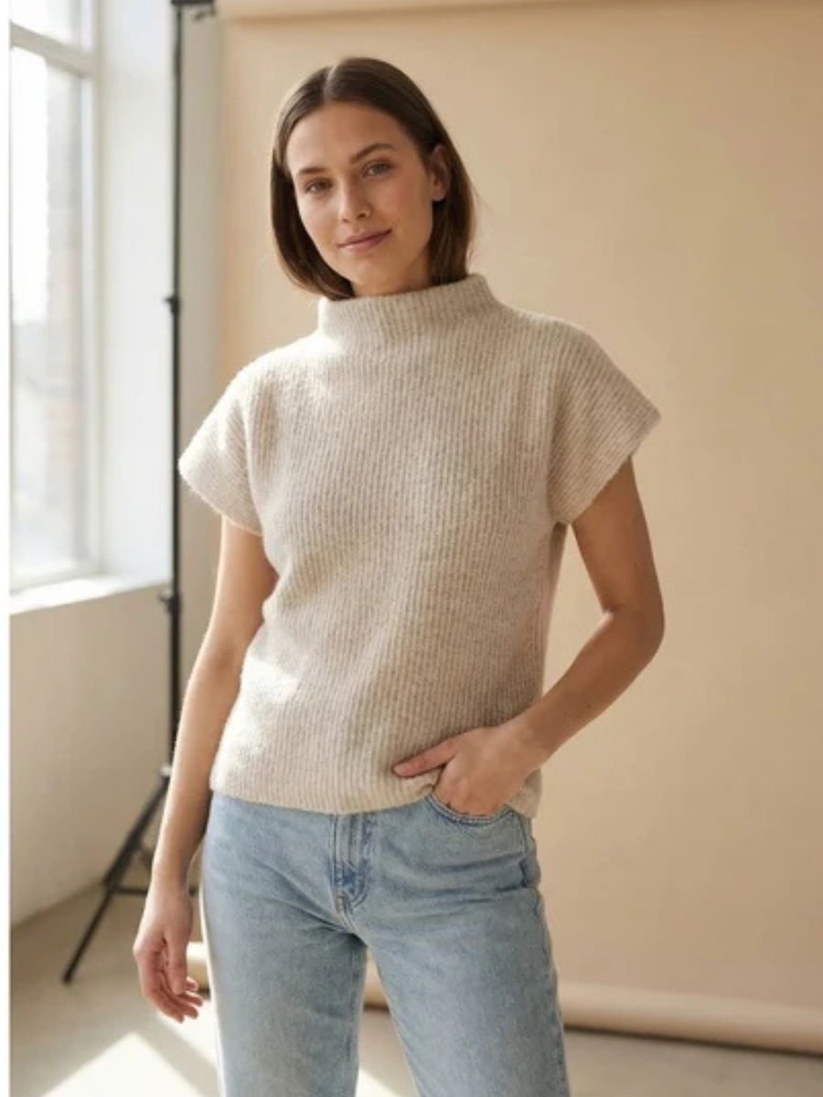 ISABELLE RACCOON PULLOVER, LIGHT BEIGE