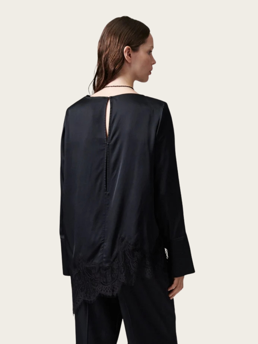 LILA FLUID VISCOSE BLOUSE, BLACK
