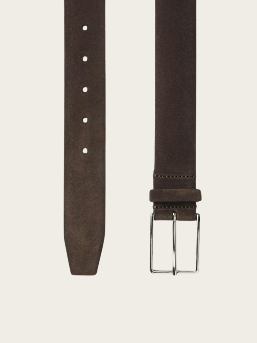 BOS SUEDE BELT, DARK BROWN