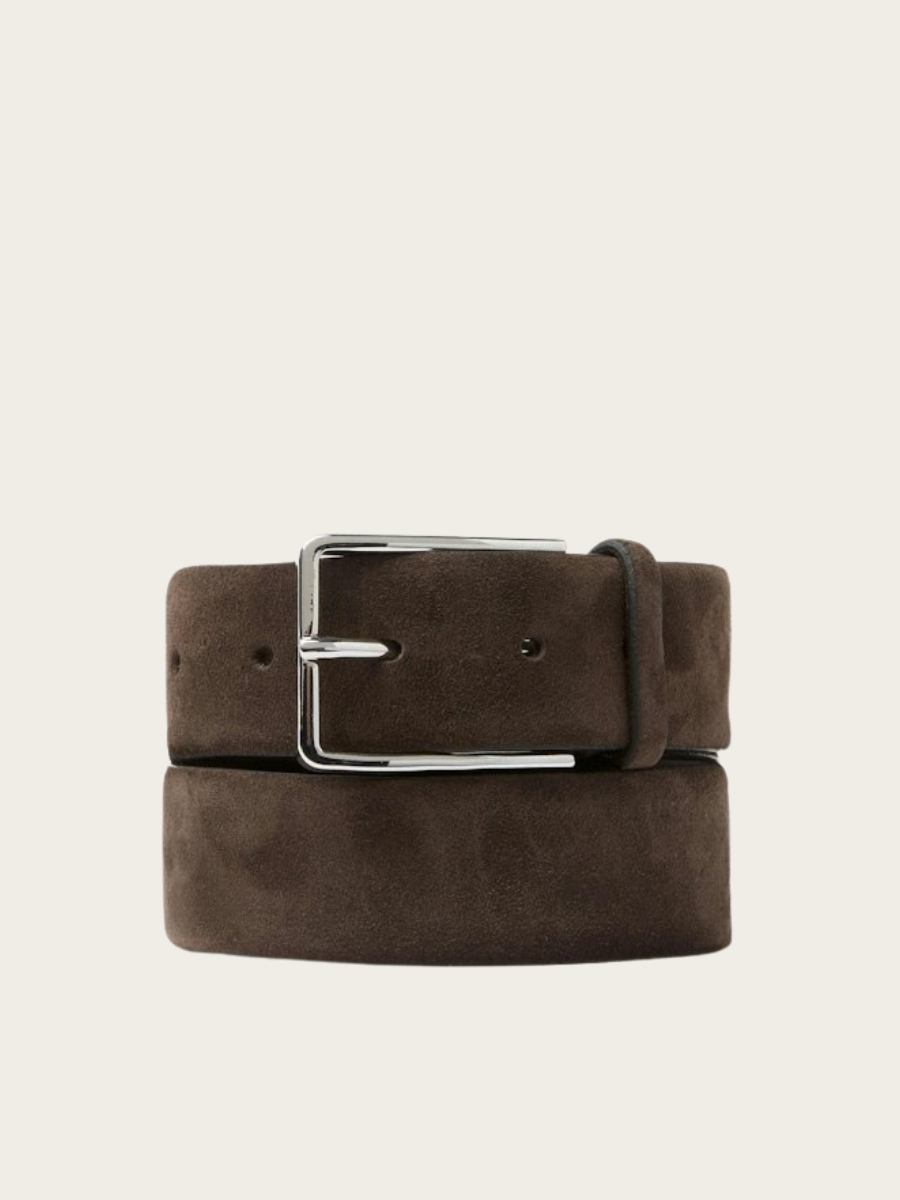 BOS SUEDE BELT, DARK BROWN