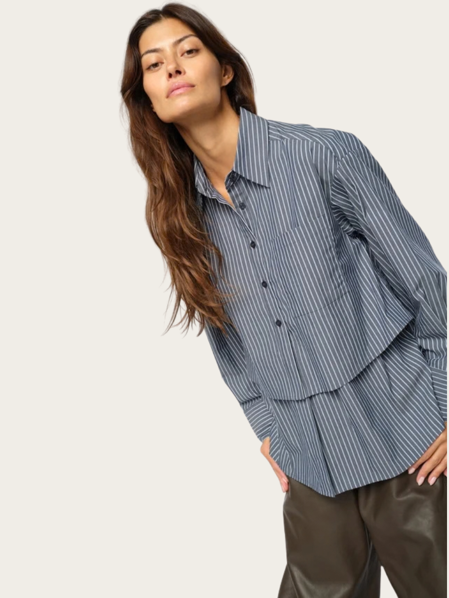 BARB STRIPE SHIRT, SALUTE NAVY